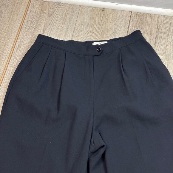 Vintage Haut De Gamme En Avance Black Trousers Pleated Lined Dress Pants 14 High - Picture 3 of 8